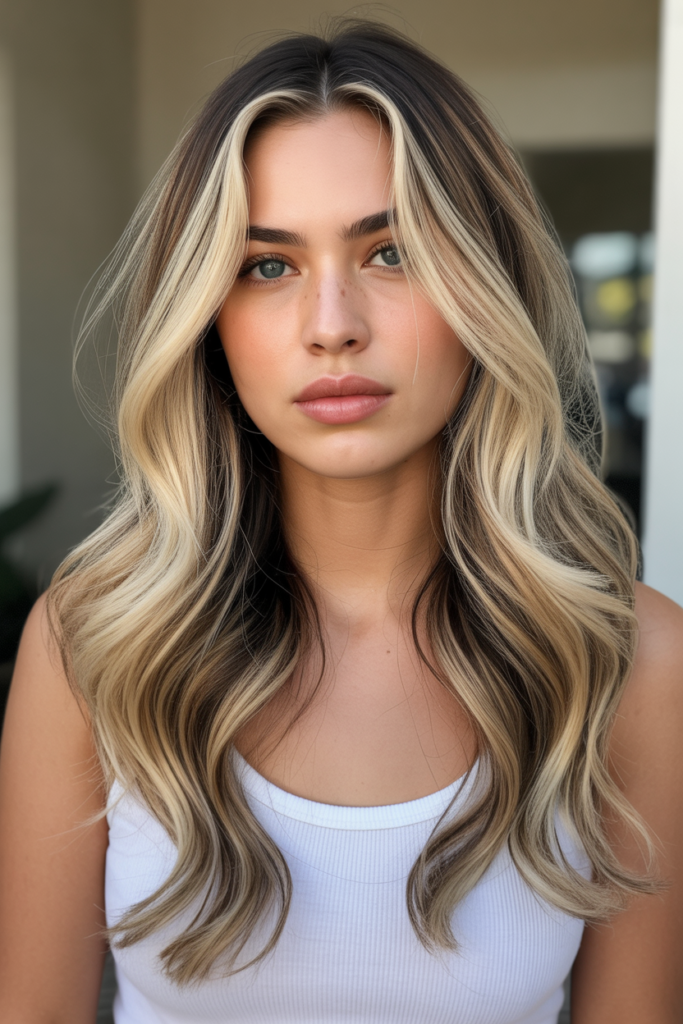 Creamy Blonde with Caramel Money Pieces