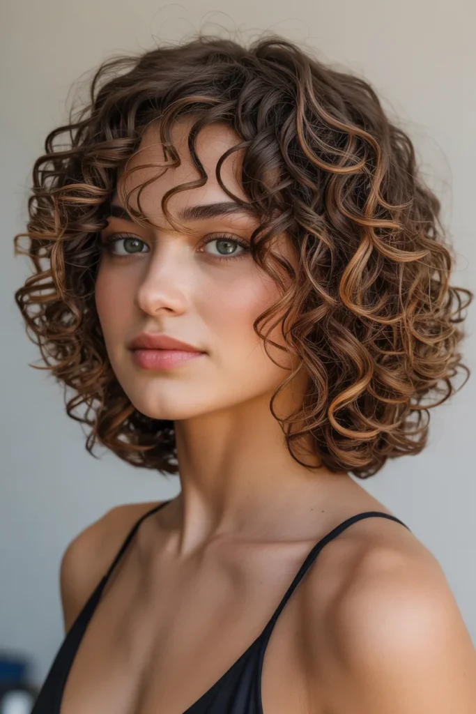 Curly Medium Bob with Defined Ringlets