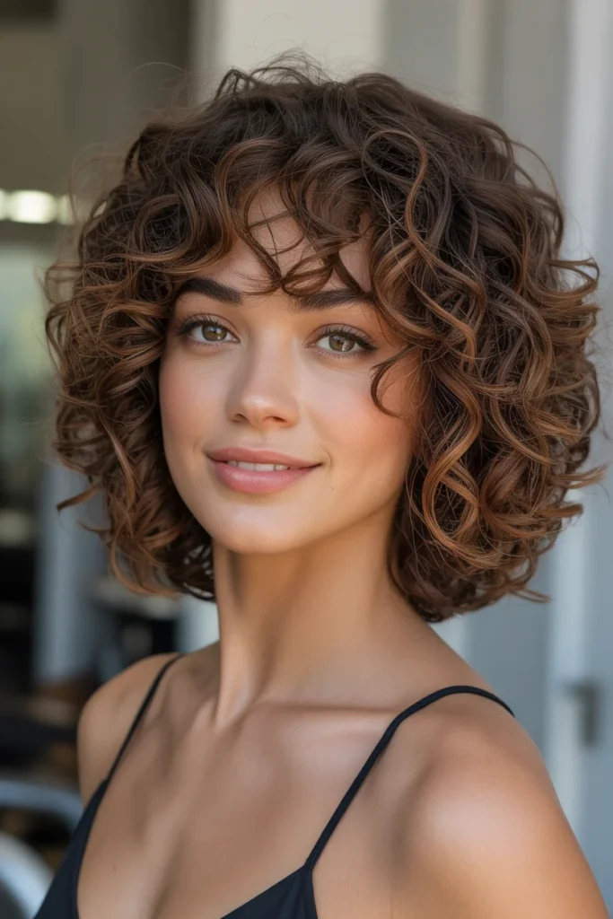 Curly Shoulder-Length Bob