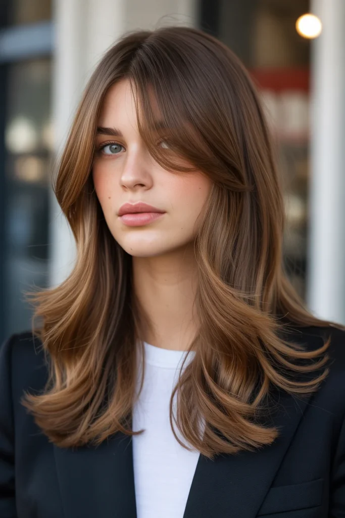 Curtain Bangs with Long Layers