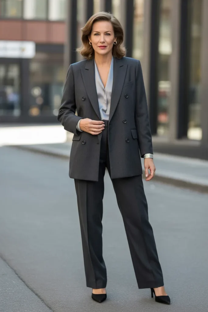 Elegant Monochromatic Gray Power Suit