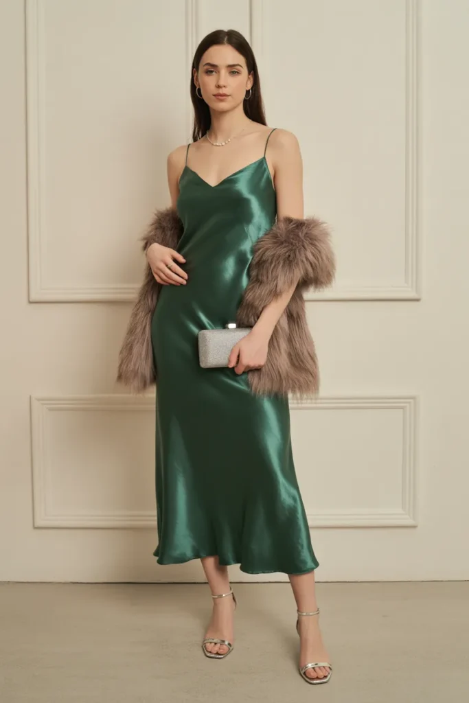 Emerald Green Satin Slip Dress