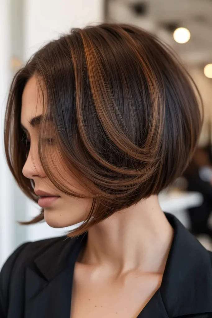 Espresso Stacked Bob with Subtle Balayage
