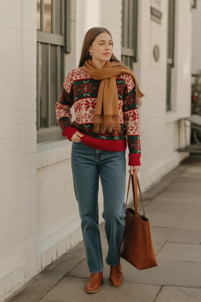 Fair Isle Sweater with Denim and Boots