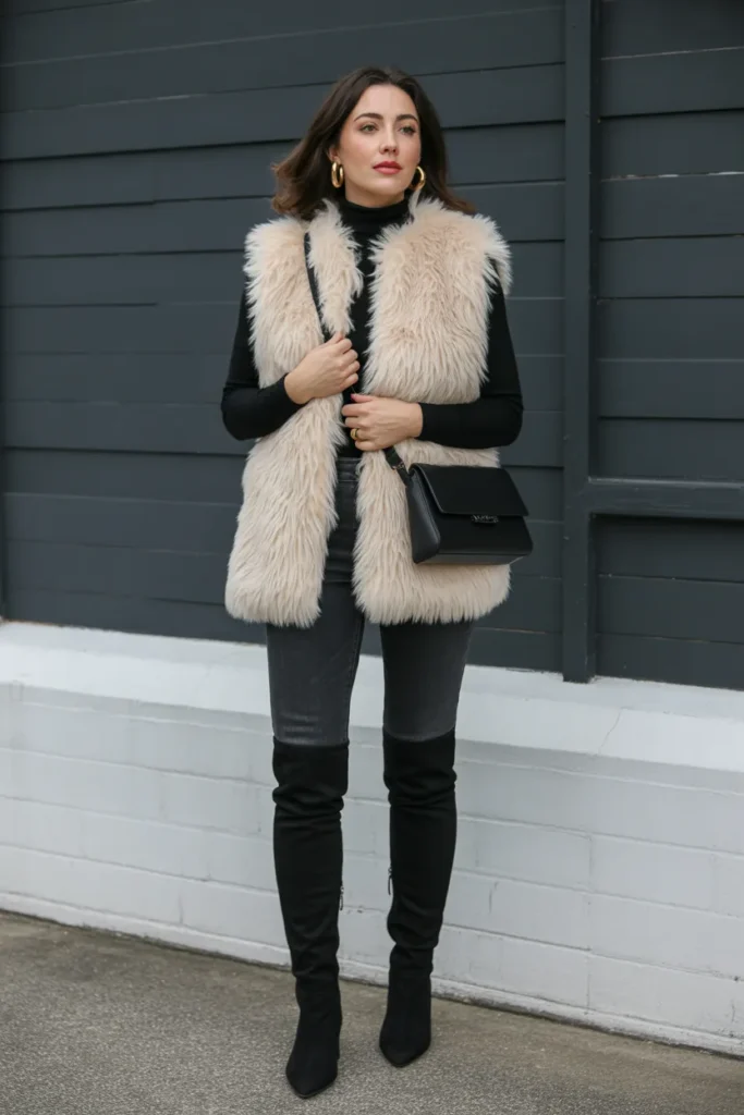Faux Fur Vest Texture Play