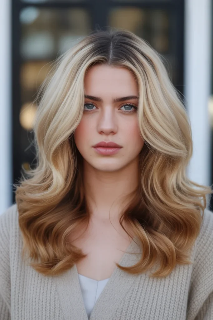 Flaxen Blonde with Caramel Ombré