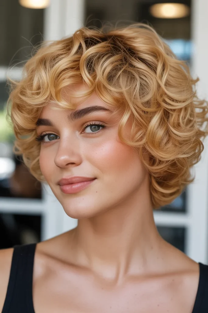 Golden Blonde Curly Pixie