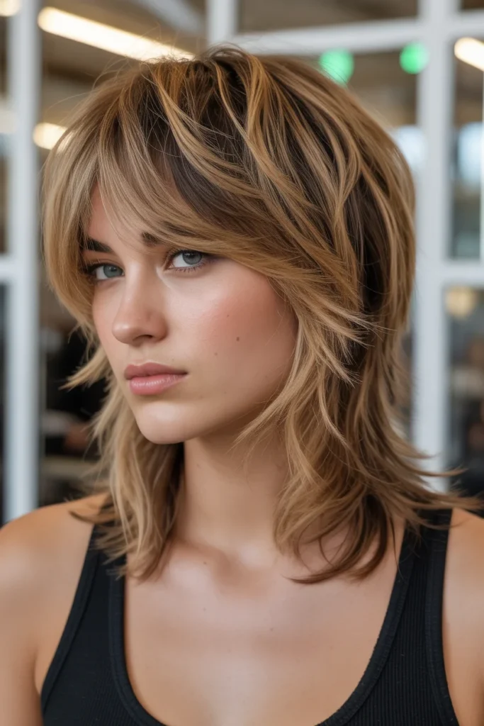 Golden Bronde Shag Mullet