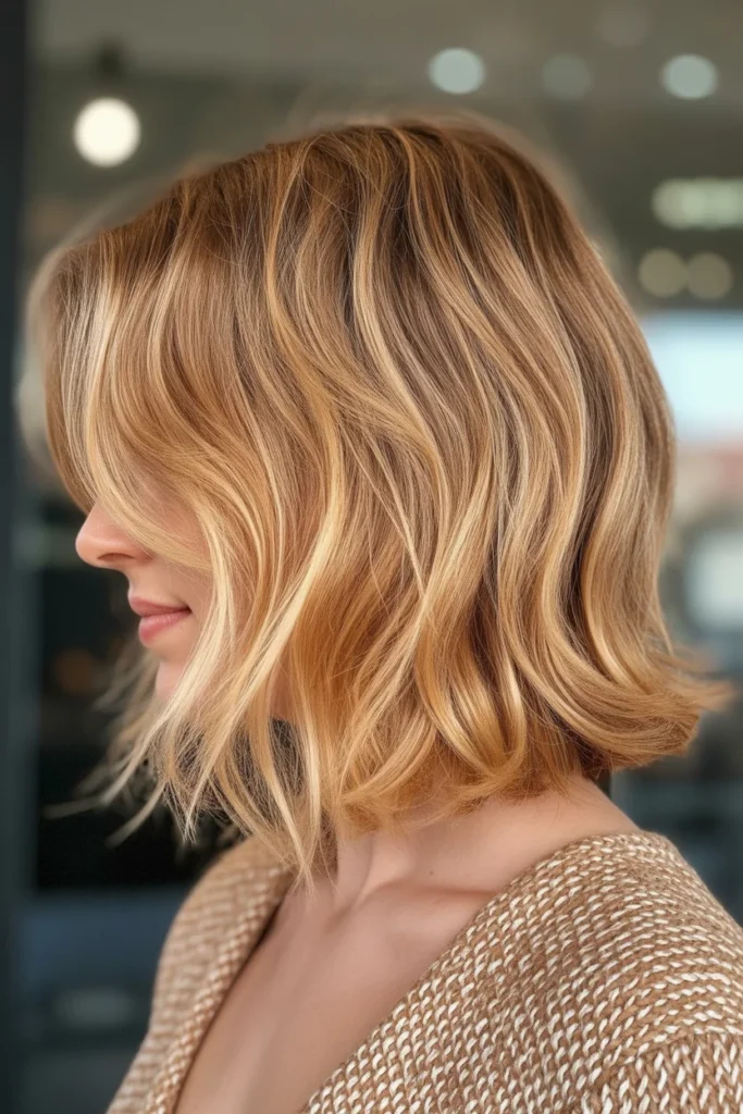 Honey Blonde Textured Lob