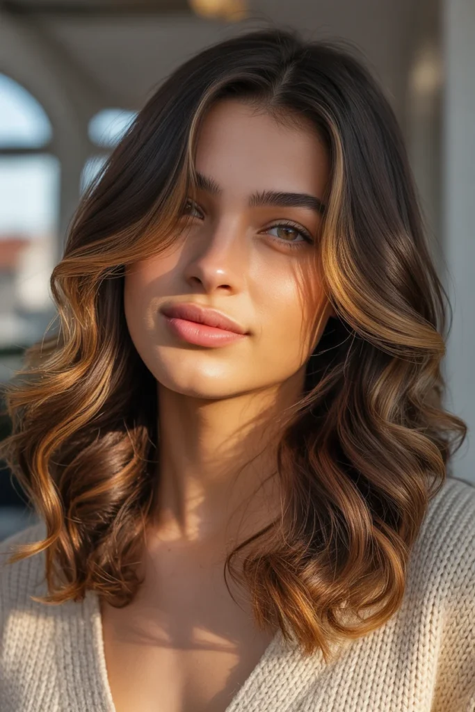 Honey Brown Highlights on Dark Base