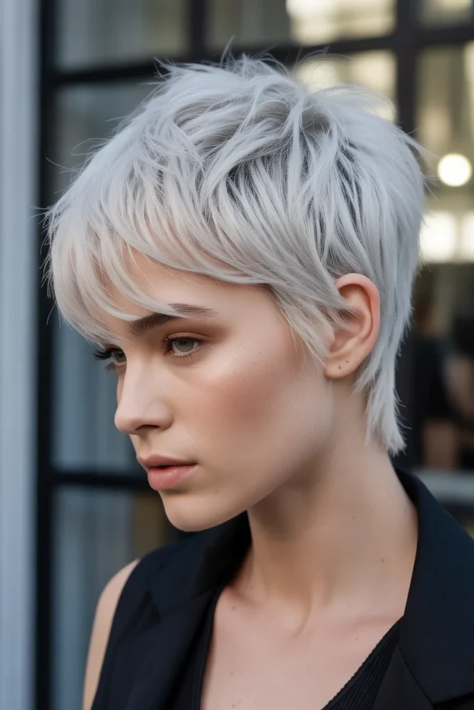 Icy Blonde Choppy Pixie