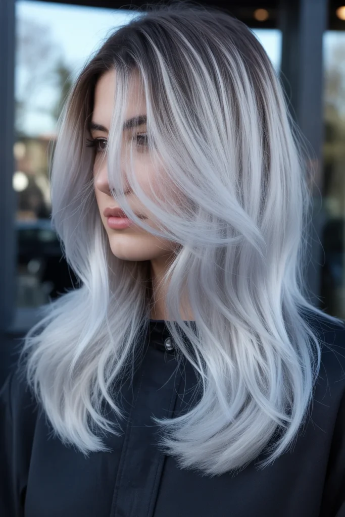 Icy Platinum Blonde Balayage