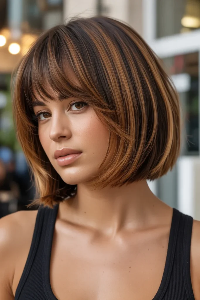 Layered Bob with Curtain Bangs