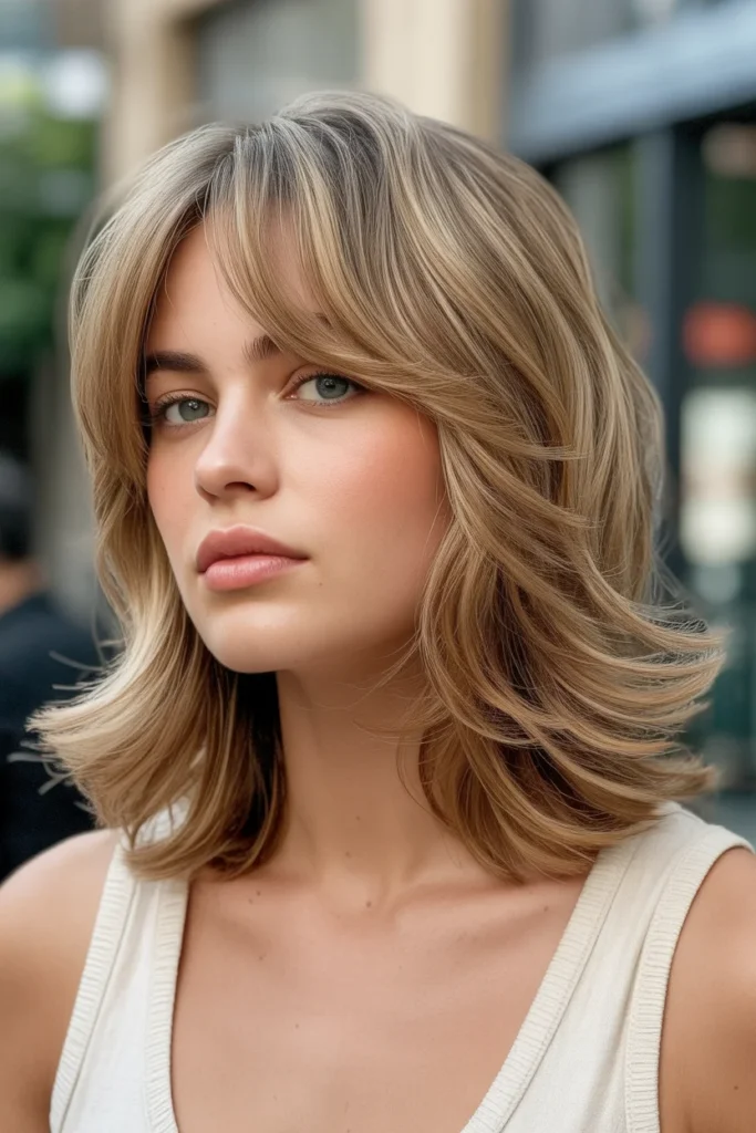 Layered Medium Cut with Wispy Bangs