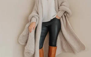 Longline Cardigan with Leggings and Boots