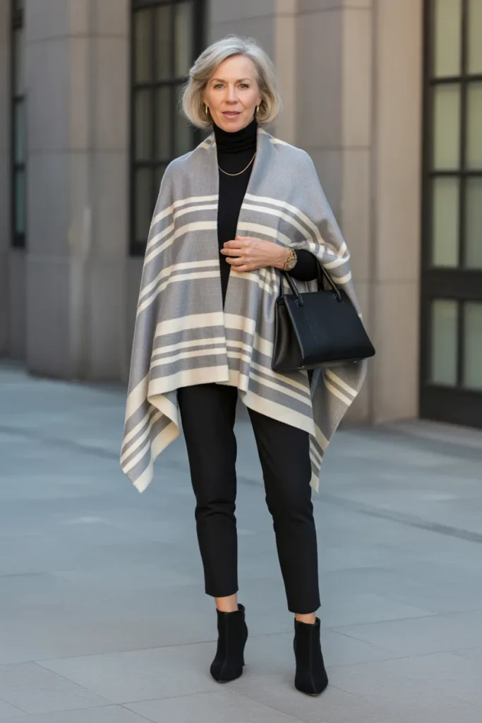 Luxe Cashmere Poncho with Slim Pants
