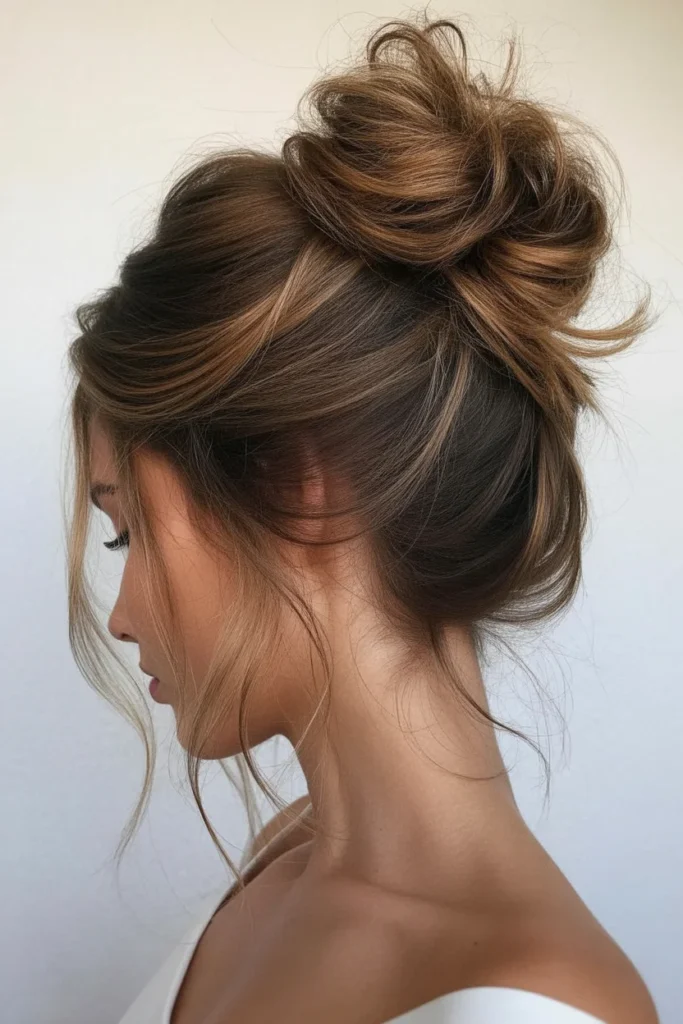 Messy Bun with Wispy Tendrils