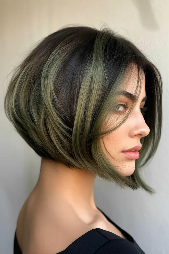 Olive Green Tinted Stacked Bob
