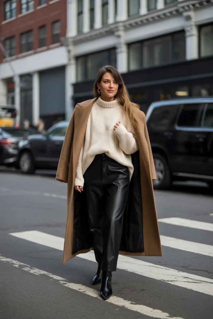 Oversized Sweater and Leather Pants Edge