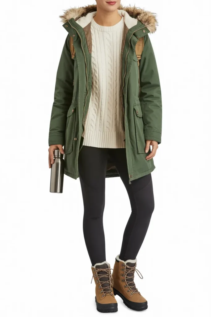 Parka with Sweater and Leggings