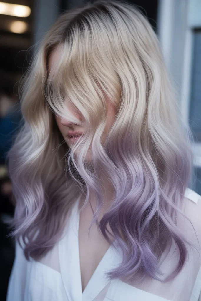 Pearl Blonde Balayage with Lavender Hints