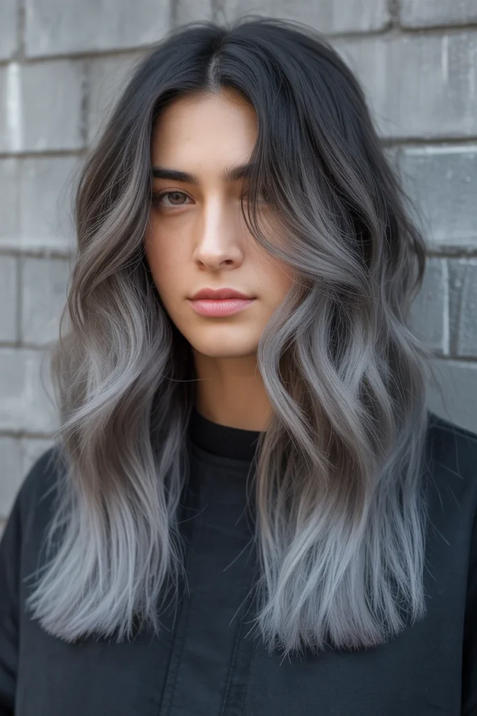 Pewter Gray Balayage Ombre