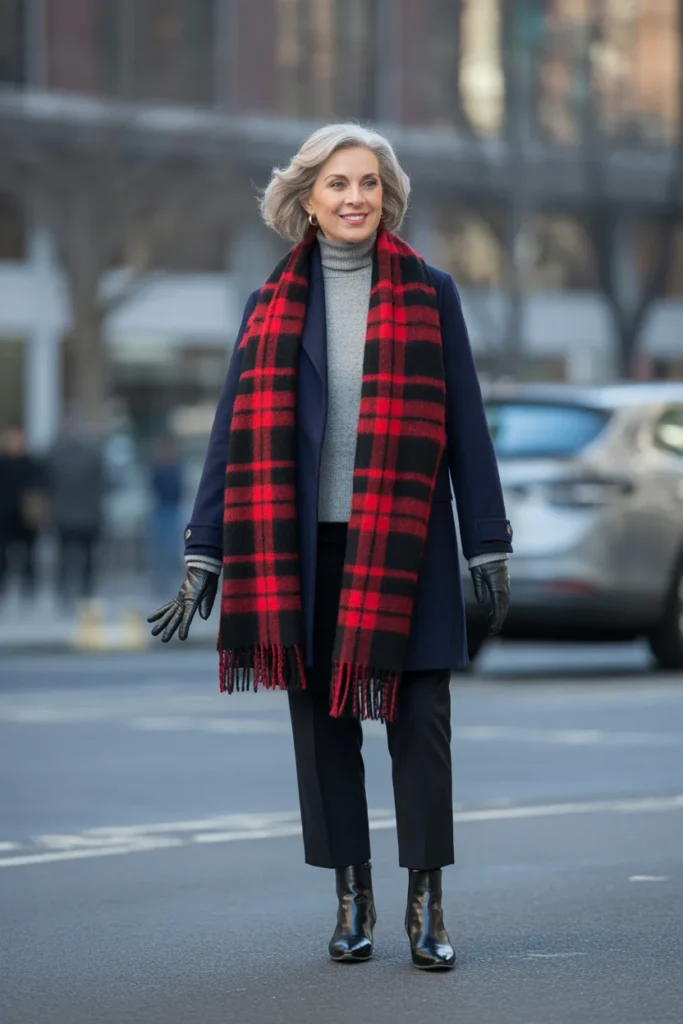Plaid Scarf Statement with Neutral Base