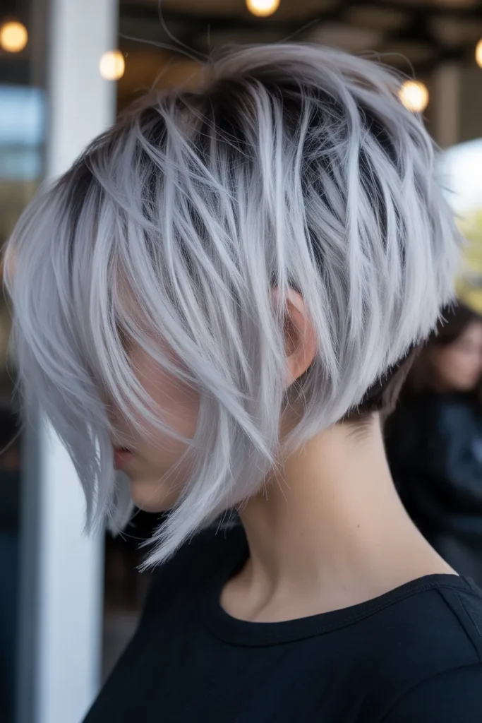 Platinum Stacked Bob with Shadow Root