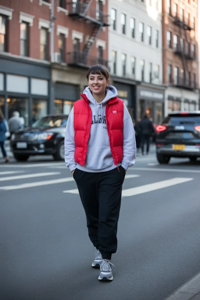 Pop of Color Puffer Vest Layering