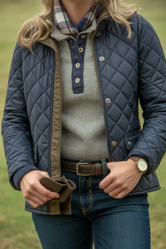 Quilted Jacket Over a Henley Shirt