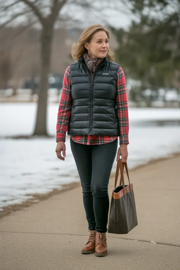 Quilted Puffer Vest Layering Look
