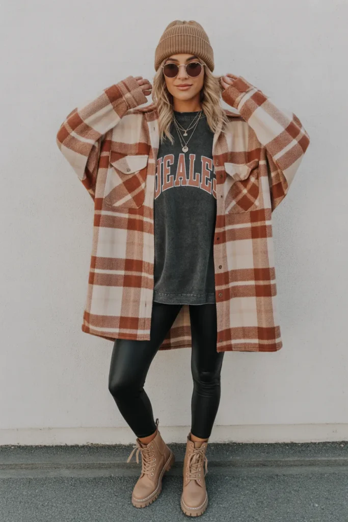 Shacket Over a Graphic Sweatshirt