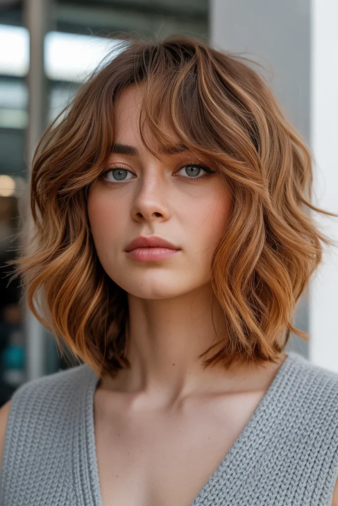 Shaggy Lob with Curtain Bangs