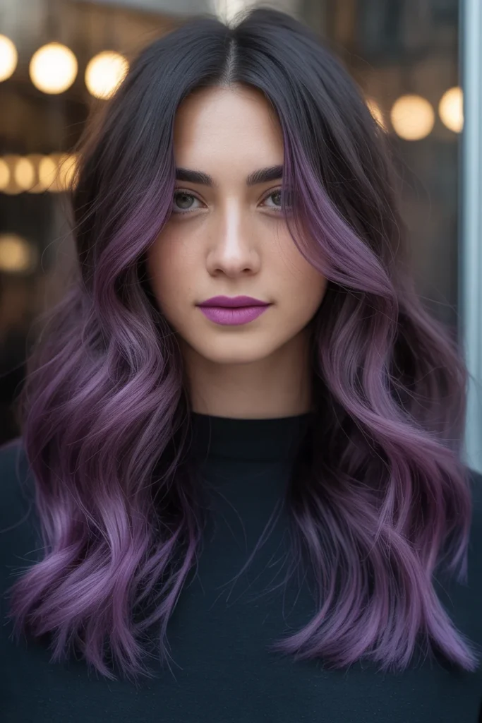 Smoky Violet Balayage Ombre