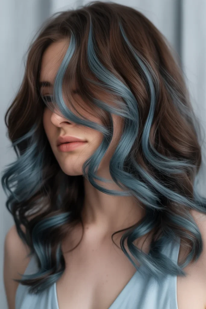 Steel Blue Highlighted Brunette