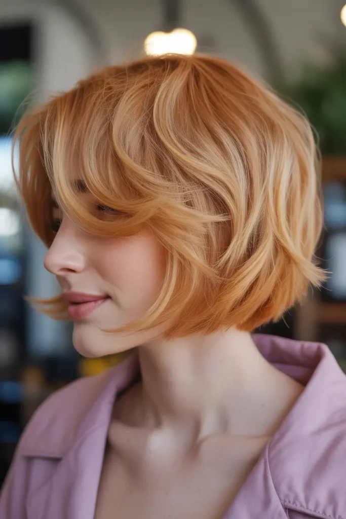 Strawberry Blonde Stacked Bob