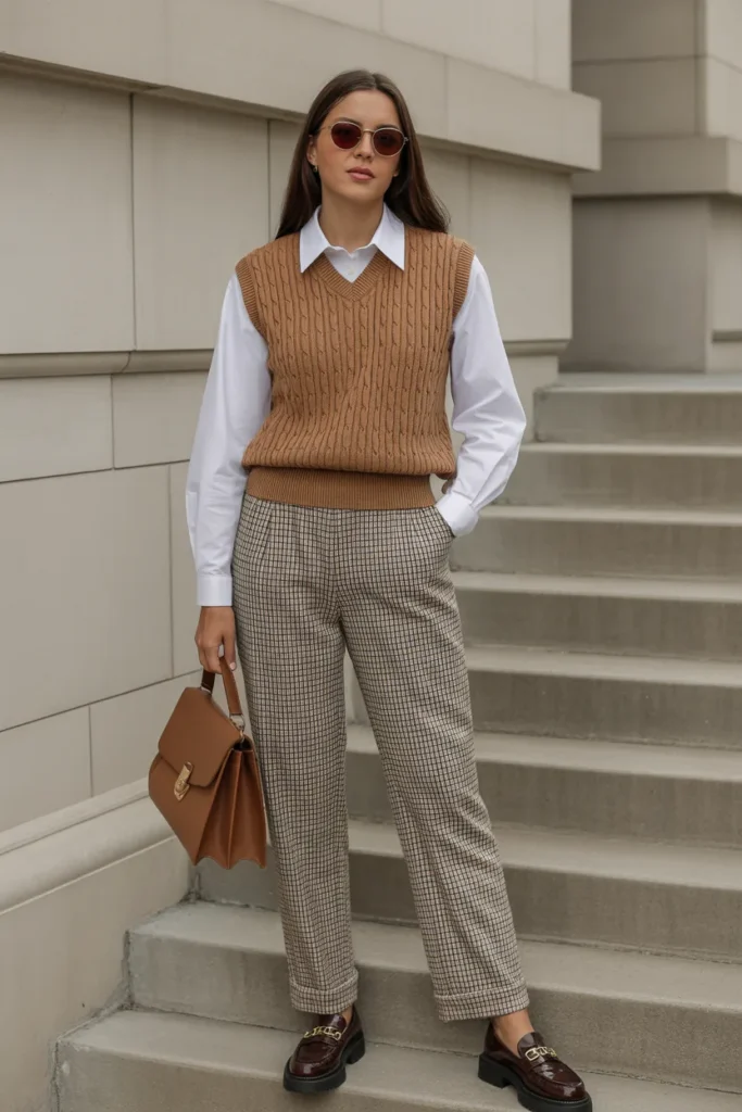 Sweater Vest Over a Collared Shirt