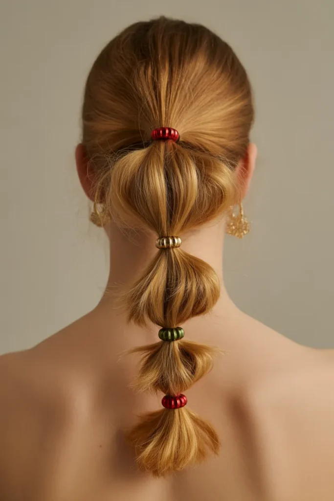 Textured Ponytail with Ornament Hair Ties