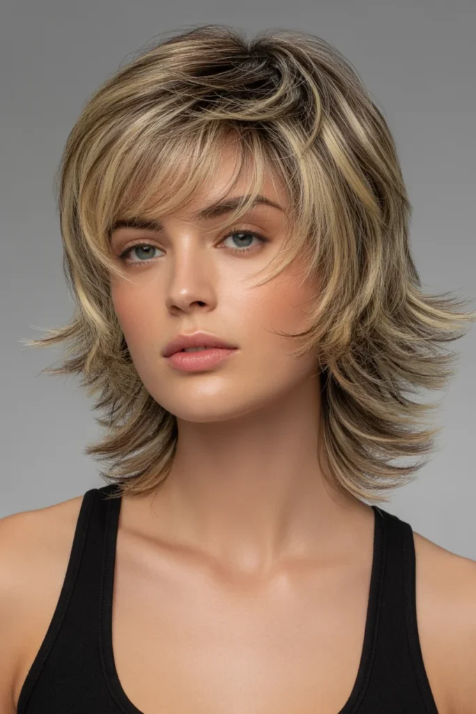 Textured Shag with Bangs and Medium Length
