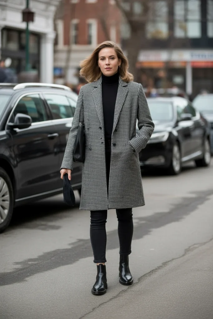 The Checked Coat and Black Skinnies Classic