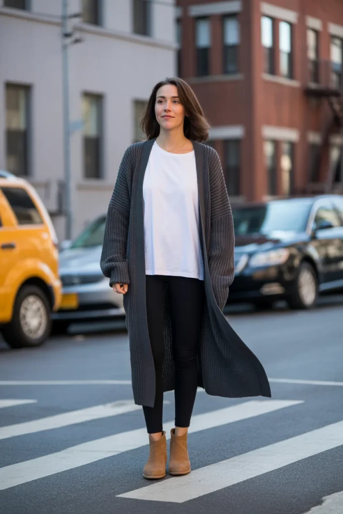  The Long Cardigan and Ankle Boots Cozy Chic