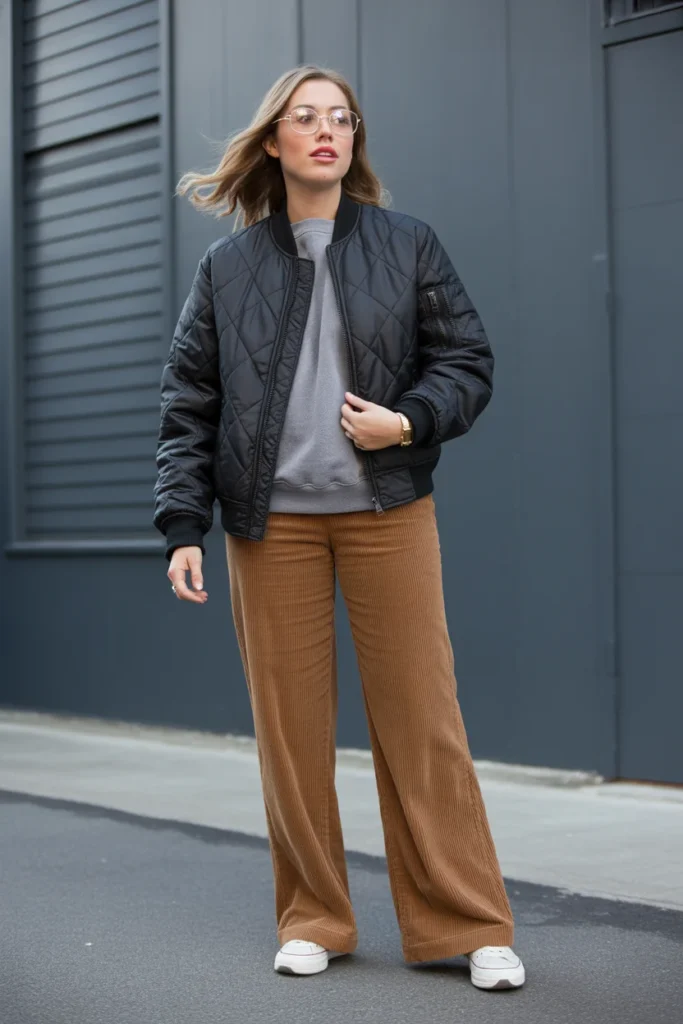 The Quilted Jacket and Corduroy Pants Texture Play