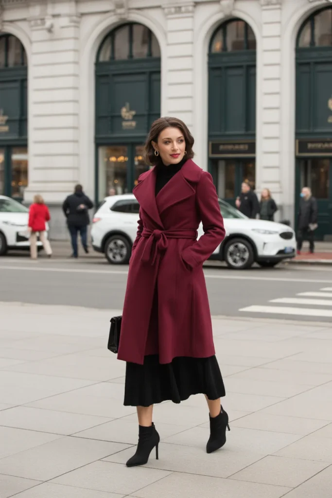 The Wrap Coat and Midi Dress Sophistication