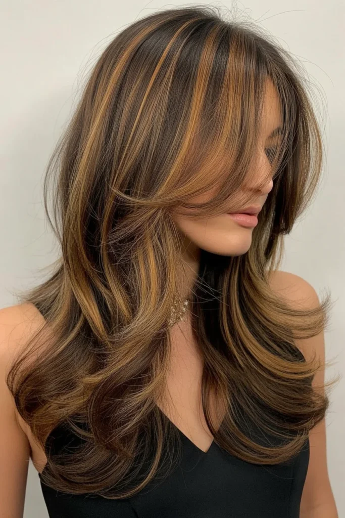 Toffee Highlights Layered Mane