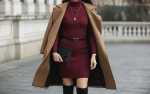 Turtleneck Dress with Knee-High Boots