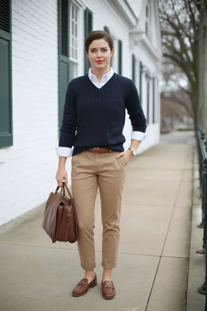 V-Neck Sweater Preppy Polish