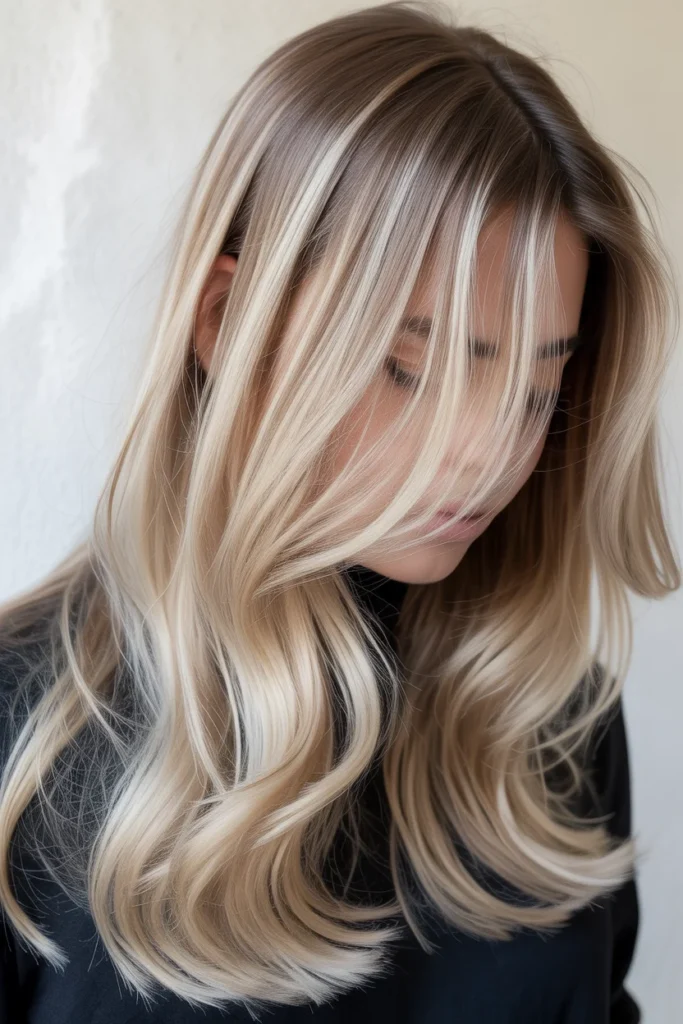  Vanilla Cream Balayage on Long Layers