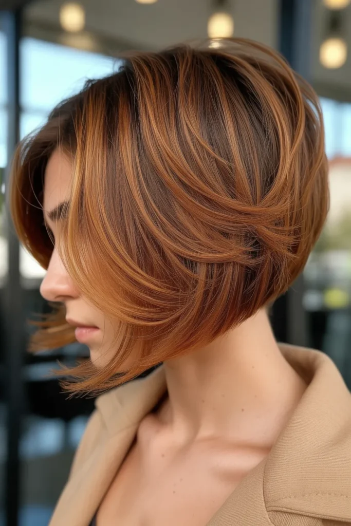 Warm Caramel Stacked Bob