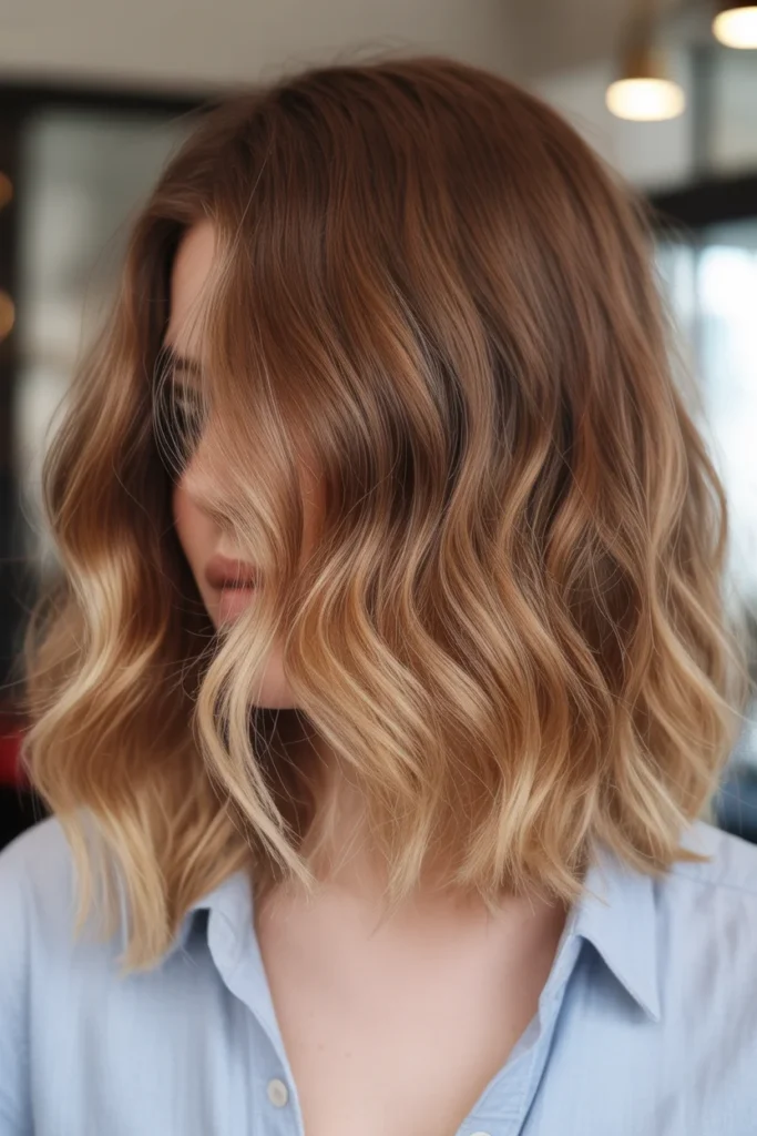 Wavy Lob with Balayage