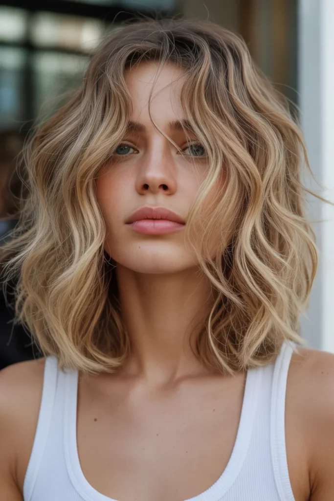 Wavy Lob with Beachy Texture